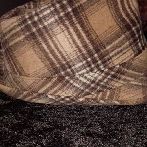 Plaid Brown Fedora Hat